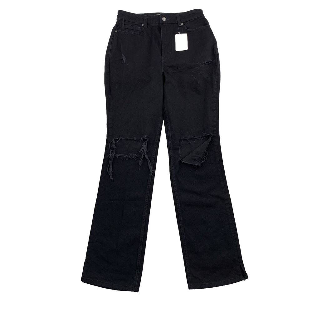 Free People Women Jeans Size 29 Black NEW 32" Inseam Distressed Destroyed W28